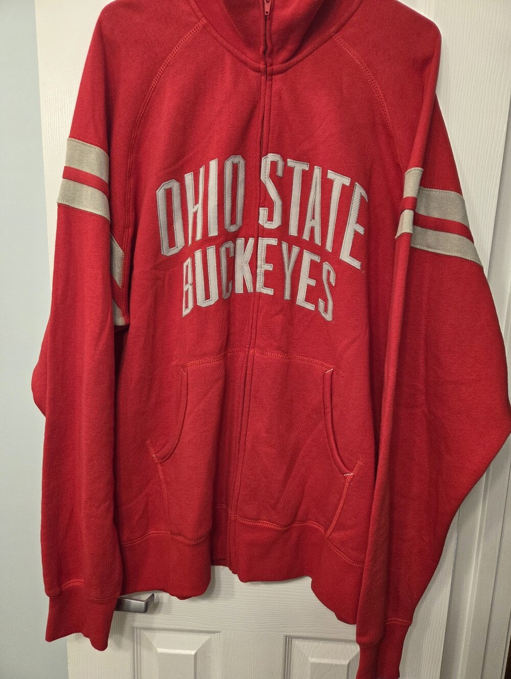 Ohio State Buckeyes Red Zip-Up Sweatshirt Men's XL Stitched On Letters CFB NWT